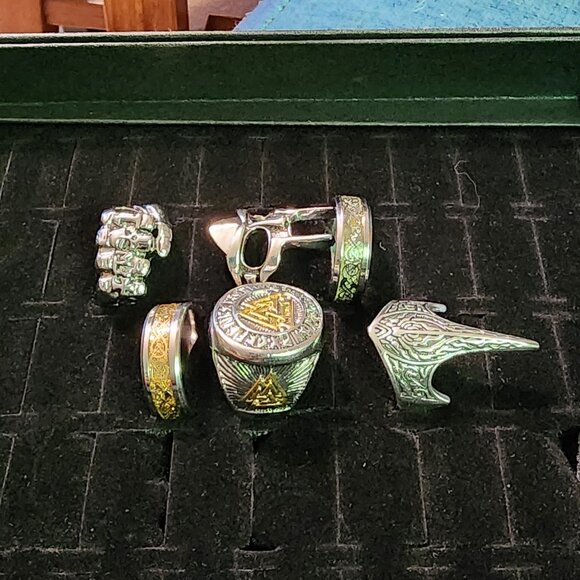 Men's assorted silver rings, size 10 - Picture 8 of 9